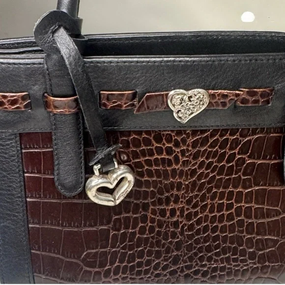 Brighton Black and Brown Croc-Embossed Satchel - Picture 8 of 11